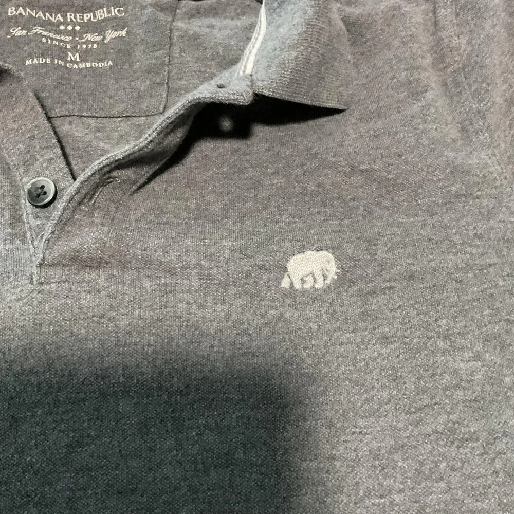 Banana Republic Sweater Mens Medium White 1/4 Zip Mock Neck + Gray Polo Lot Of 2